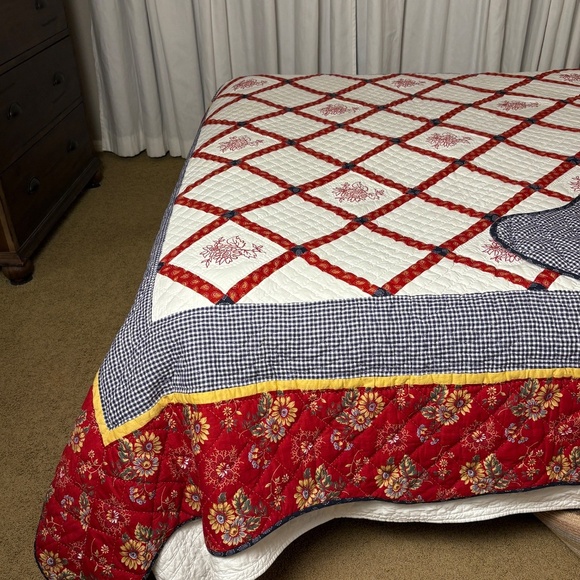 Quilt Lightweight Full/Queen Cotton 87 X 84 Floral Square Granny Cottage Country - Picture 3 of 13